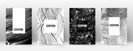 Cover page design template. Hipster brochure layout. Breathtaking trendy abstract cover page. Black and white grunge texture background. Fetching poster.のイラスト素材