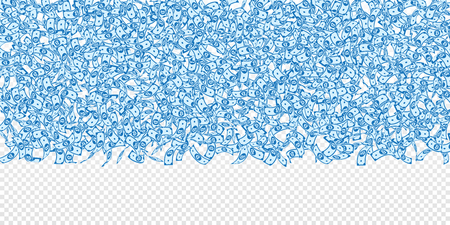 Bitcoin, internet currency notes falling. Small BTC bills on transparent background. Cryptocurrency, digital money. Alluring vector illustration. Noteworthy jackpot, wealth or success concept.のイラスト素材