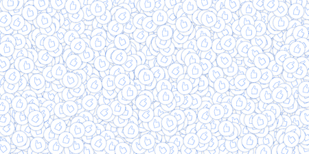 Social media icons. Social media marketing concept. Falling scattered thumbs up. Wide scatter elements on transparent grid background.のイラスト素材