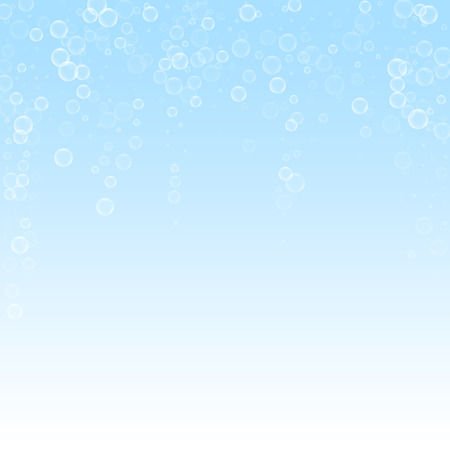 Soap bubbles abstract background. Blowing bubbles on winter sky background. Breathtaking soapy foam overlay template. Sightly vector illustration.のイラスト素材