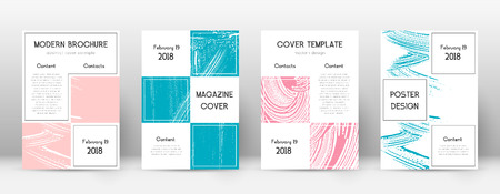 Cover page design template. Business brochure layout. Bewitching trendy abstract cover page. Pink and blue grunge texture background. Grand poster.のイラスト素材
