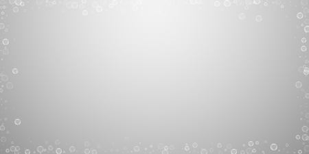 Soap bubbles abstract background. Blowing bubbles on light grey background. Breathtaking soapy foam overlay template. Lovely vector illustration.のイラスト素材