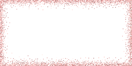 Pink gold glitter luxury sparkling confetti. Scattered small gold particles on white background. Bold festive overlay template. Mind-blowing vector illustration.のイラスト素材