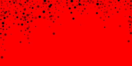 Scattered random black dots. Dark points dispersion on red background. Breathtaking grey spots dispersing overlay template. Adorable vector illustration.のイラスト素材