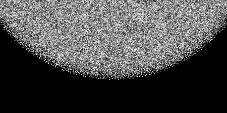 Round silver glitter luxury sparkling confetti. Scattered small gold particles on black background. Captivating festive overlay template. Sublime vector illustration.のイラスト素材