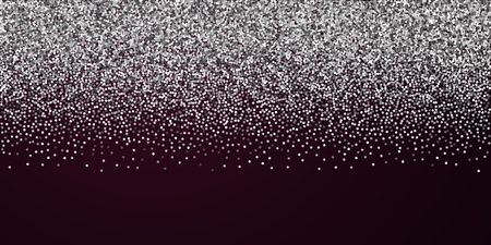 Round silver glitter luxury sparkling confetti. Scattered small gold particles on red maroon background. Breathtaking festive overlay template. Magnetic vector illustration.のイラスト素材