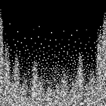 Silver glitter luxury sparkling confetti. Scattered small gold particles on black background. Adorable festive overlay template. Glamorous vector illustration.のイラスト素材