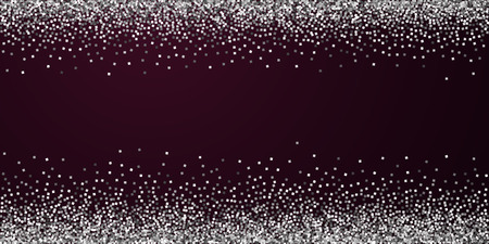 Silver glitter luxury sparkling confetti. Scattered small gold particles on red maroon background. Artistic festive overlay template. Wonderful vector illustration.のイラスト素材