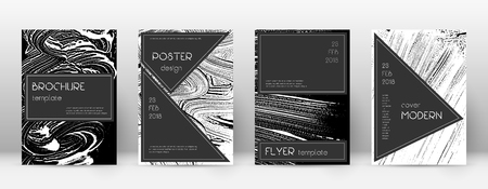 Cover page design template. Black brochure layout. Beauteous trendy abstract cover page. Black and white grunge texture background. Overwhelming poster.のイラスト素材