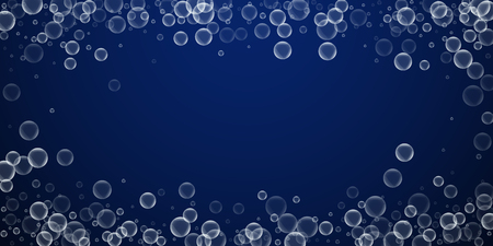 Random soap bubbles abstract background. Blowing bubbles on winter sky background. Astonishing soapy foam overlay template. Mind-blowing vector illustration.のイラスト素材
