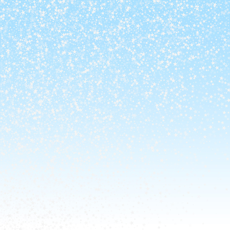 Amazing falling stars Christmas background. Subtle flying snow flakes and stars on winter sky background. Alluring winter silver snowflake overlay template. Sightly vector illustration.のイラスト素材