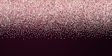 Pink gold glitter luxury sparkling confetti. Scattered small gold particles on red maroon background. Breathtaking festive overlay template. Good-looking vector illustration.のイラスト素材