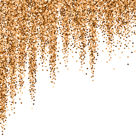 Red round gold glitter luxury sparkling confetti. Scattered small gold particles on white background. Alive festive overlay template. Mind-blowing vector illustration.のイラスト素材