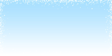 Amazing falling snow Christmas background. Subtle flying snow flakes and stars on night sky background. Admirable winter silver snowflake overlay template. Sublime vector illustration.のイラスト素材