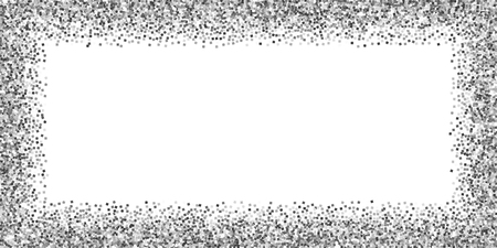 Silver glitter luxury sparkling confetti. Scattered small gold particles on white background. Bold festive overlay template. Fair vector illustration.のイラスト素材