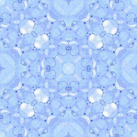 Violet seamless pattern. Artistic delicate soap bubbles. Lace hand drawn textile ornament. Kaleidoscope mandala lingerie print. Appealing abstract watercolor background.の写真素材