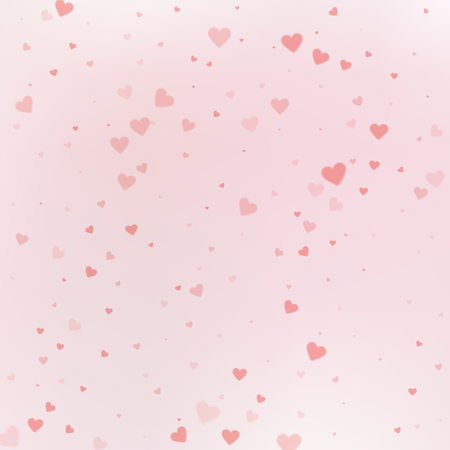 Red heart love confettis. Valentine's day falling rain flawless background. Falling transparent hearts confetti on gentle background. Curious vector illustration.のイラスト素材