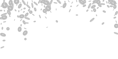 Russian ruble coins falling. Scattered black and white RUB disorderly coins. Jackpot or success concept. Bewitching falling rain vector illustration.のイラスト素材