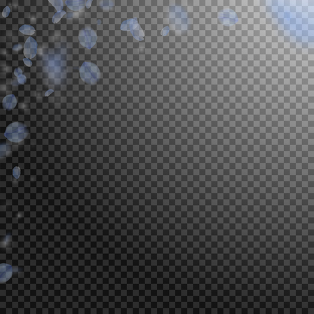 Light blue flower petals falling down. Optimal romantic flowers corner. Flying petal on transparent square background. Love, romance concept. Admirable wedding invitation.のイラスト素材