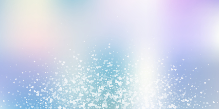White heart love confettis. Valentine's day explosion astonishing background. Falling transparent hearts confetti on tender background. Dramatic vector illustration.のイラスト素材