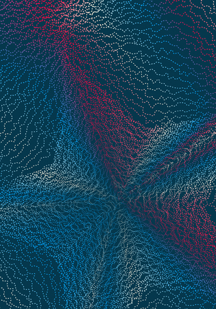 Minimal cover design template. Modern brochure layout. Red white blue vibrant halftone gradients on dark background. Glamorous trendy abstract cover design.のイラスト素材