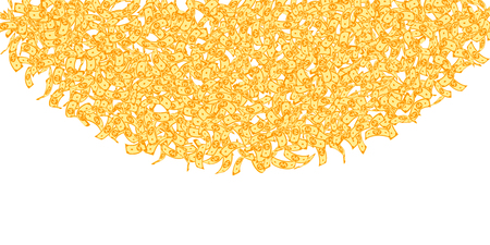 Korean won notes falling. Small WON bills on white background. Korea money. Divine vector illustration. Alive jackpot, wealth or success concept.のイラスト素材