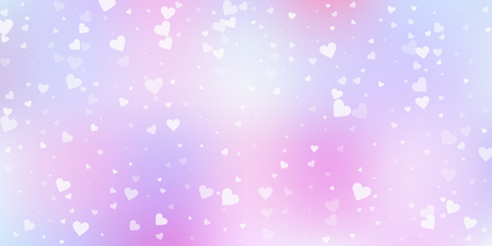 White heart love confettis. Valentine's day falling rain magnificent background. Falling transparent hearts confetti on tender background. Enchanting vector illustration.のイラスト素材