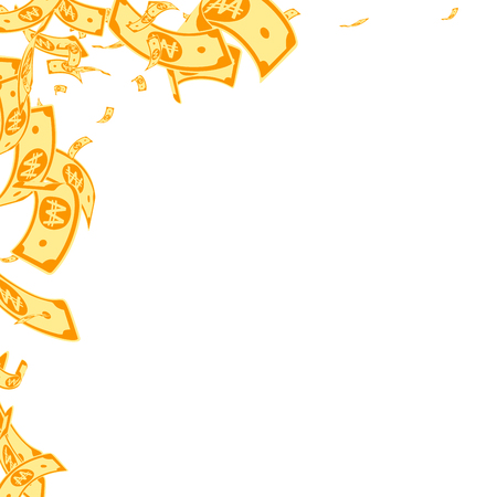 Korean won notes falling. Messy WON bills on white background. Korea money. Cute vector illustration. Gorgeous jackpot, wealth or success concept.のイラスト素材