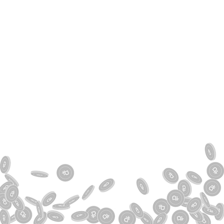 Russian ruble coins falling. Scattered black and white RUB small coins. Jackpot or success concept. Captivating abstract bottom vector illustration.のイラスト素材