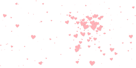 Pink heart love confettis. Valentine's day explosion exotic background. Falling stitched paper hearts confetti on white background. Divine vector illustration.のイラスト素材