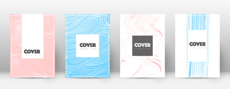 Cover page design template. Hipster brochure layout. Brilliant trendy abstract cover page. Pink and blue grunge texture background. Trending poster.のイラスト素材
