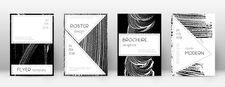 Cover page design template. Stylish brochure layout. Creative trendy abstract cover page. Black and white grunge texture background. Graceful poster.のイラスト素材