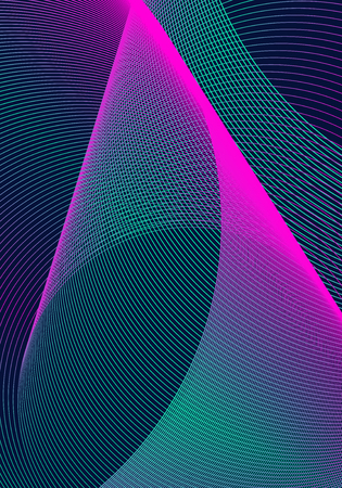 Minimal cover design template. Modern brochure layout. Neon vibrant halftone gradients on dark blue background. Trending trendy abstract cover design.のイラスト素材