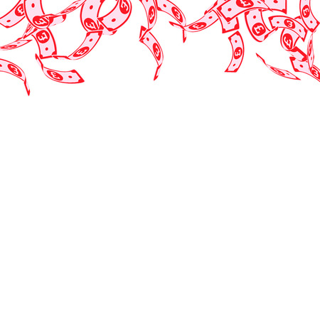 British pound notes falling. Floating GBP bills on white background. United Kingdom money. Astonishing vector illustration. Wondrous jackpot, wealth or success concept.のイラスト素材