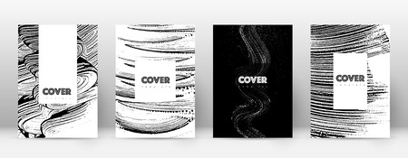 Cover page design template. Hipster brochure layout. Breathtaking trendy abstract cover page. Black and white grunge texture background. Memorable poster.のイラスト素材