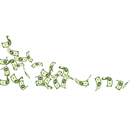 Indian rupee notes falling. Sparse INR bills on white background. India money. Charming vector illustration. Pleasing jackpot, wealth or success concept.のイラスト素材
