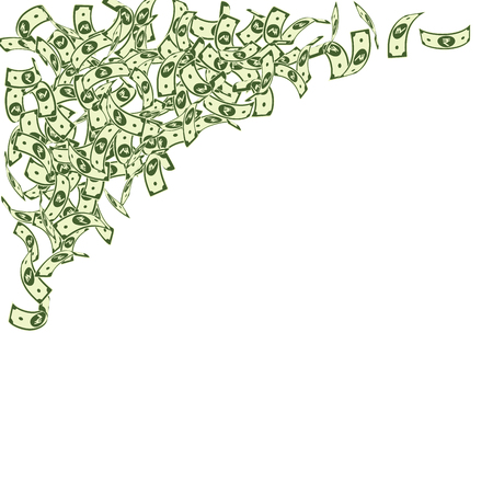 Indian rupee notes falling. Small INR bills on white background. India money. Classic vector illustration. Amazing jackpot, wealth or success concept.のイラスト素材