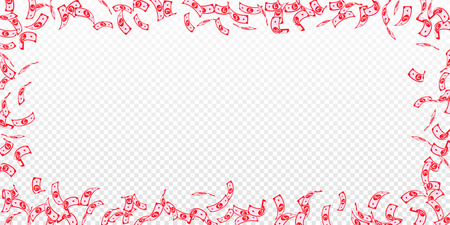 British pound notes falling. Sparse GBP bills on transparent background. United Kingdom money. Beautiful vector illustration. Astonishing jackpot, wealth or success concept.のイラスト素材