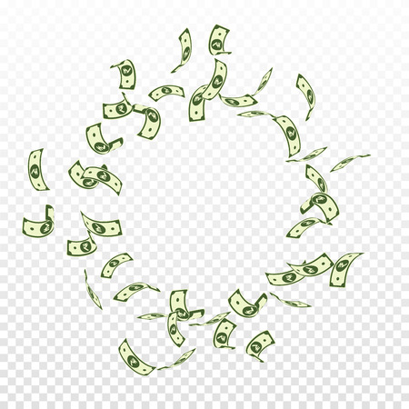 Indian rupee notes falling. Sparse INR bills on transparent background. India money. Captivating vector illustration. Juicy jackpot, wealth or success concept.のイラスト素材