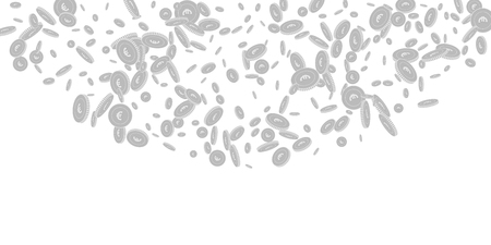 European Union Euro coins falling. Scattered black and white EUR disorderly coins. Jackpot or success concept. Immaculate top semicircle vector illustration.のイラスト素材