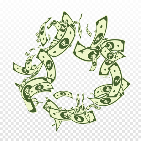 Indian rupee notes falling. Messy INR bills on transparent background. India money. Captivating vector illustration. Energetic jackpot, wealth or success concept.のイラスト素材