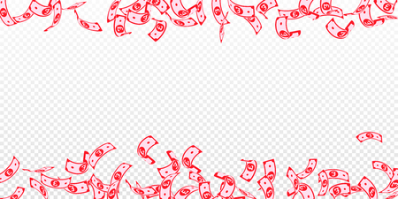 British pound notes falling. Floating GBP bills on transparent background. United Kingdom money. Beauteous vector illustration. Stunning jackpot, wealth or success concept.のイラスト素材