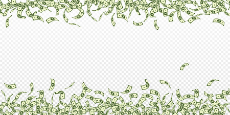 Indian rupee notes falling. Small INR bills on transparent background. India money. Classic vector illustration. Unique jackpot, wealth or success concept.のイラスト素材