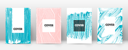 Cover page design template. Hipster brochure layout. Captivating trendy abstract cover page. Pink and blue grunge texture background. Alive poster.のイラスト素材