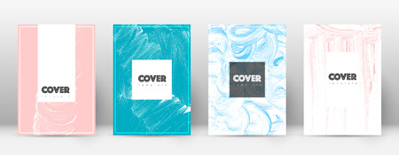 Cover page design template. Hipster brochure layout. Brilliant trendy abstract cover page. Pink and blue grunge texture background. Juicy poster.のイラスト素材