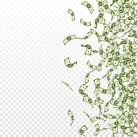 Indian rupee notes falling. Small INR bills on transparent background. India money. Captivating vector illustration. Vibrant jackpot, wealth or success concept.のイラスト素材