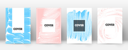 Cover page design template. Hipster brochure layout. Brilliant trendy abstract cover page. Pink and blue grunge texture background. Splendid poster.のイラスト素材