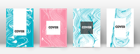 Cover page design template. Hipster brochure layout. Brilliant trendy abstract cover page. Pink and blue grunge texture background. Energetic poster.のイラスト素材