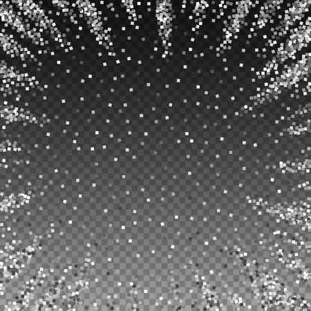 Silver glitter luxury sparkling confetti. Scattered small gold particles on transparent background. Appealing festive overlay template. Enchanting vector illustration.のイラスト素材