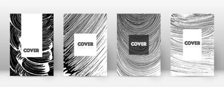Cover page design template. Hipster brochure layout. Breathtaking trendy abstract cover page. Black and white grunge texture background. Impressive poster.のイラスト素材